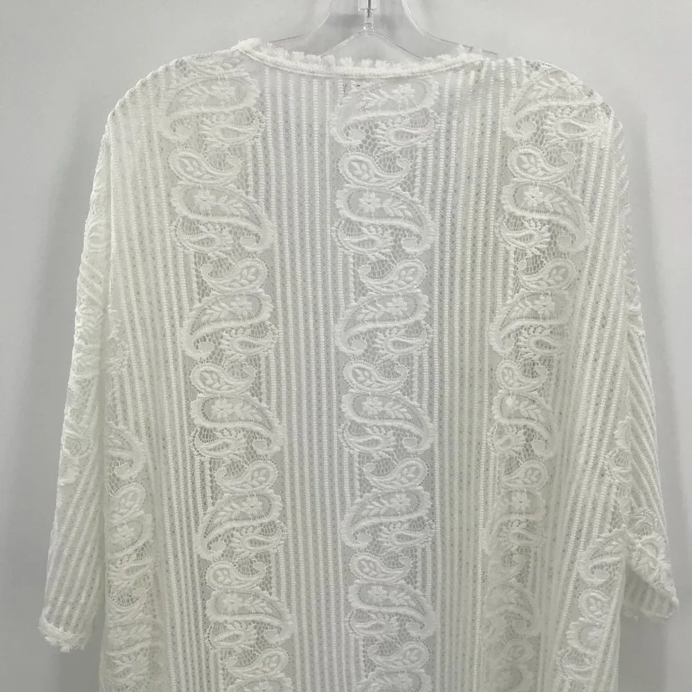 KAKTUS WHITE KNITTED 1/2 SLEEVE CARDIGAN‎